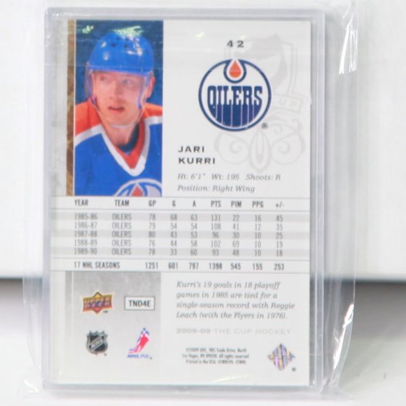 Jari Kurri Upper Deck THE CUP HOCKEY 2008/09 Card #4 - 2 160/249 Edmonton Oilers - Picture 2 of 4